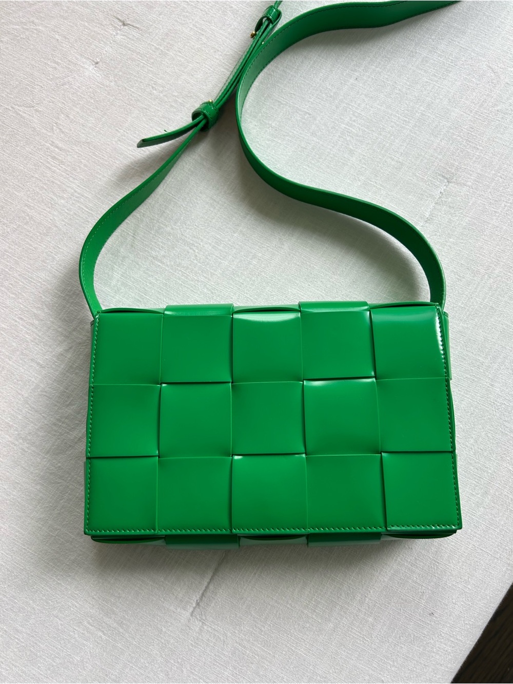 Bottega Veneta Intrecciato Patent Green Crossbody